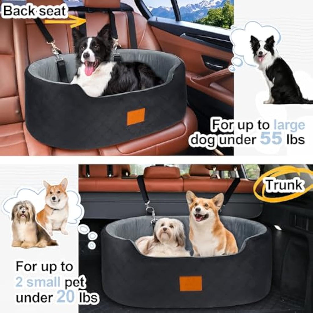 Dog Car Seat – Large Washable Booster Bed for SUV & Car
