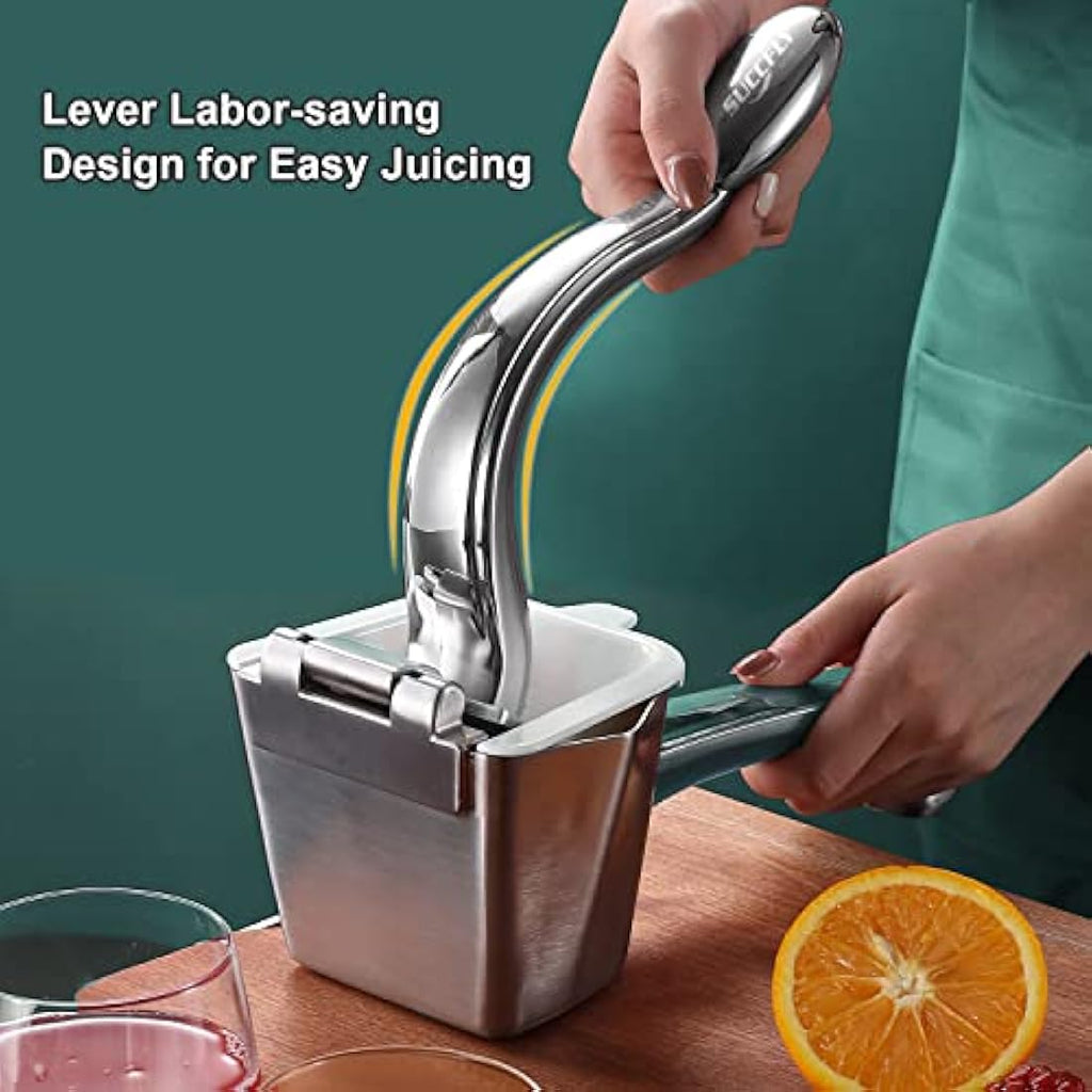 SUCCFLY Stainless Steel Manual Citrus Juicer – Heavy Duty Fruit Press