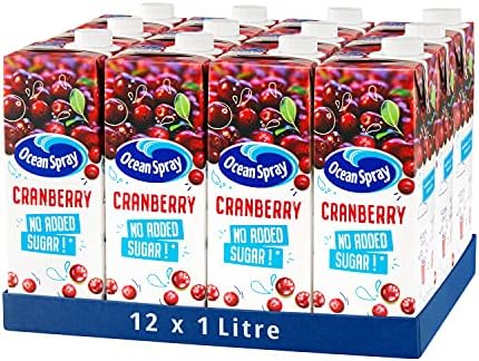 Ocean Spray Cranberry Juice - No Added Sugar, 1L Carton (12-Pack)