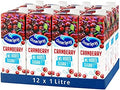 Ocean Spray Cranberry Juice - No Added Sugar, 1L Carton (12-Pack)