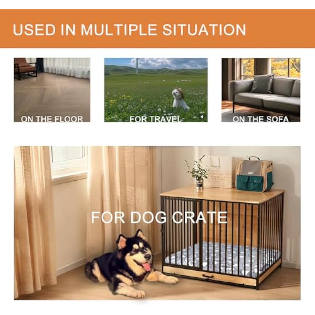VANKEAN Reversible Dog Bed Mat – Waterproof Washable Crate Mattress