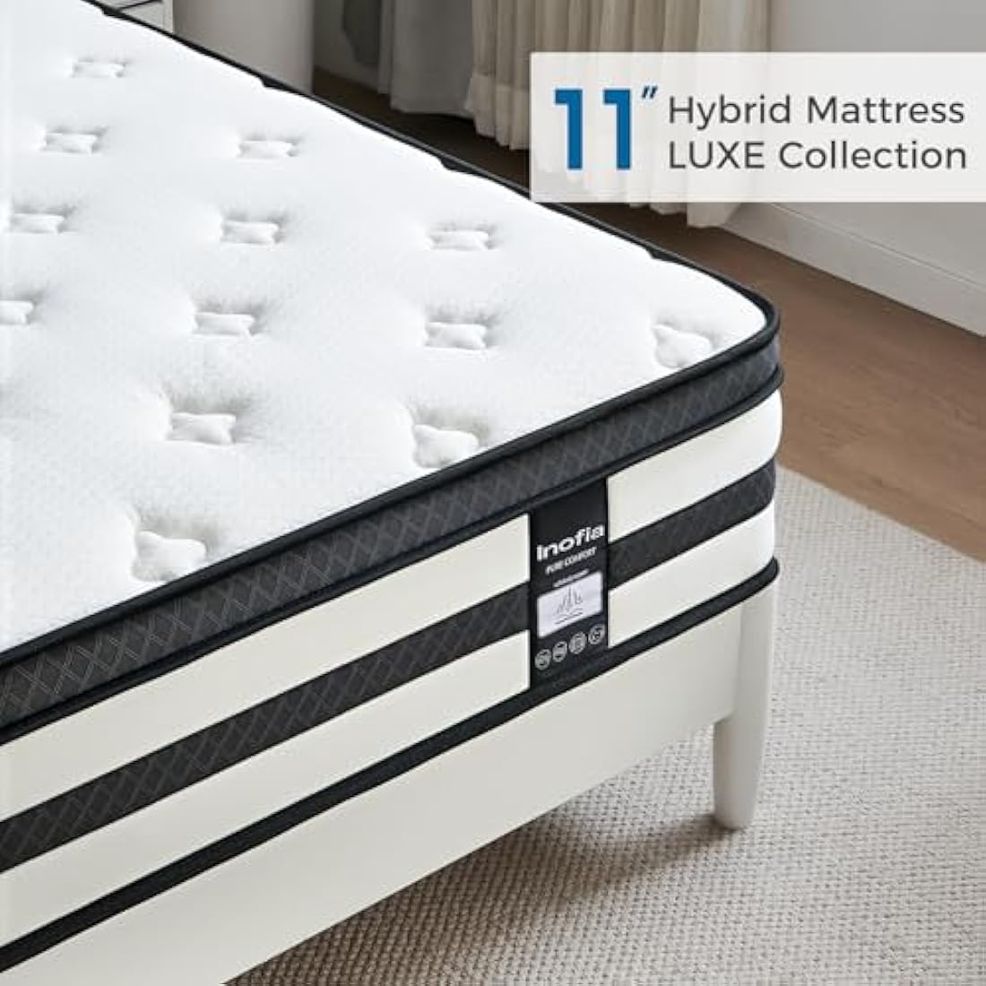 Inofia Luxe Single Hybrid Mattress | 11 Inch Memory Foam & Pocket Sprung