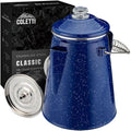 COLETTI Classic 12-Cup Blue Enamel Steel Camping Coffee Percolator