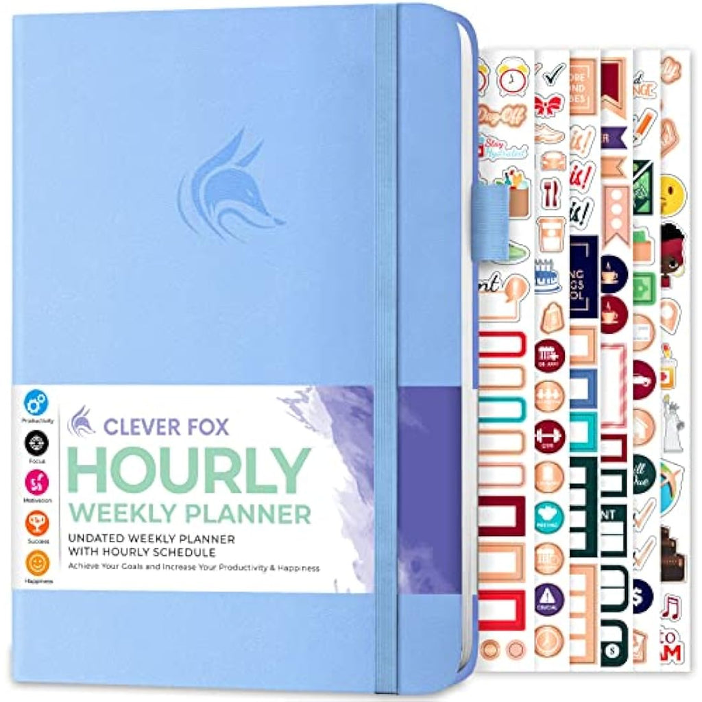 Clever Fox Undated Weekly Planner – A5 Hourly Appointment Book, Periwinkle