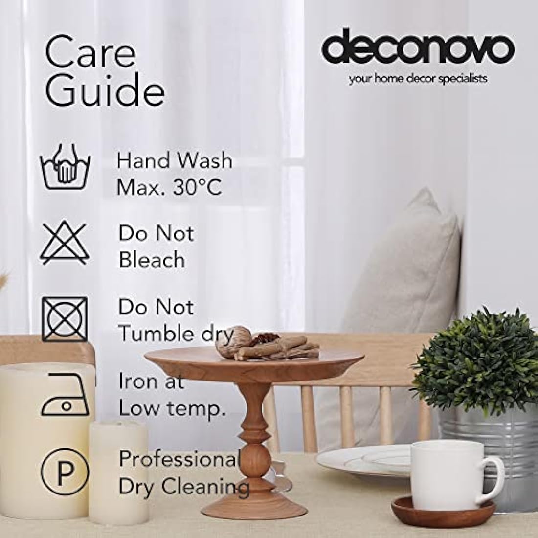 Deconovo Faux Linen Rectangle Tablecloth | Waterproof & Wipeable, Beige