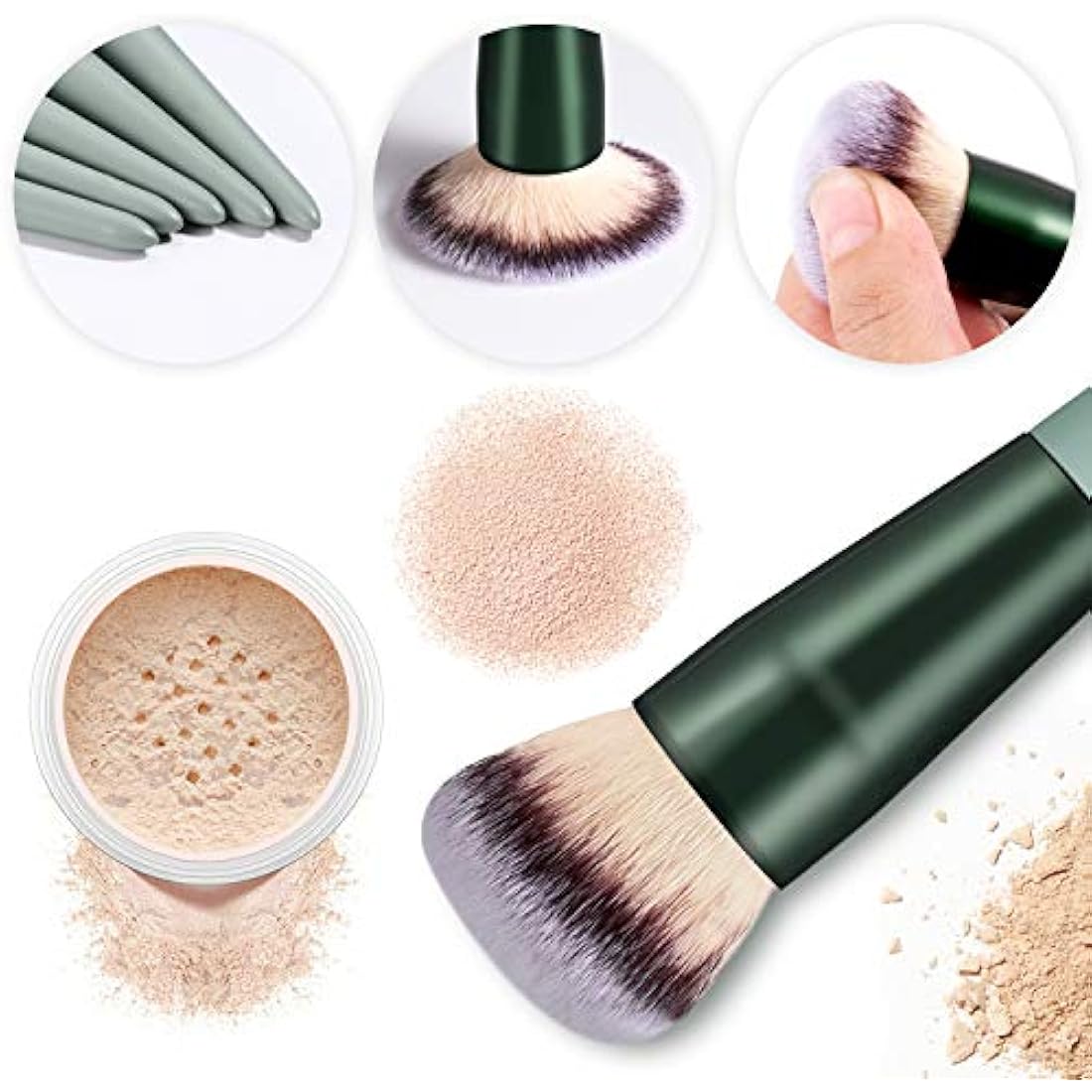 HEYMKGO 15pcs Professional Makeup Brush Set with Travel Flannel Bag
