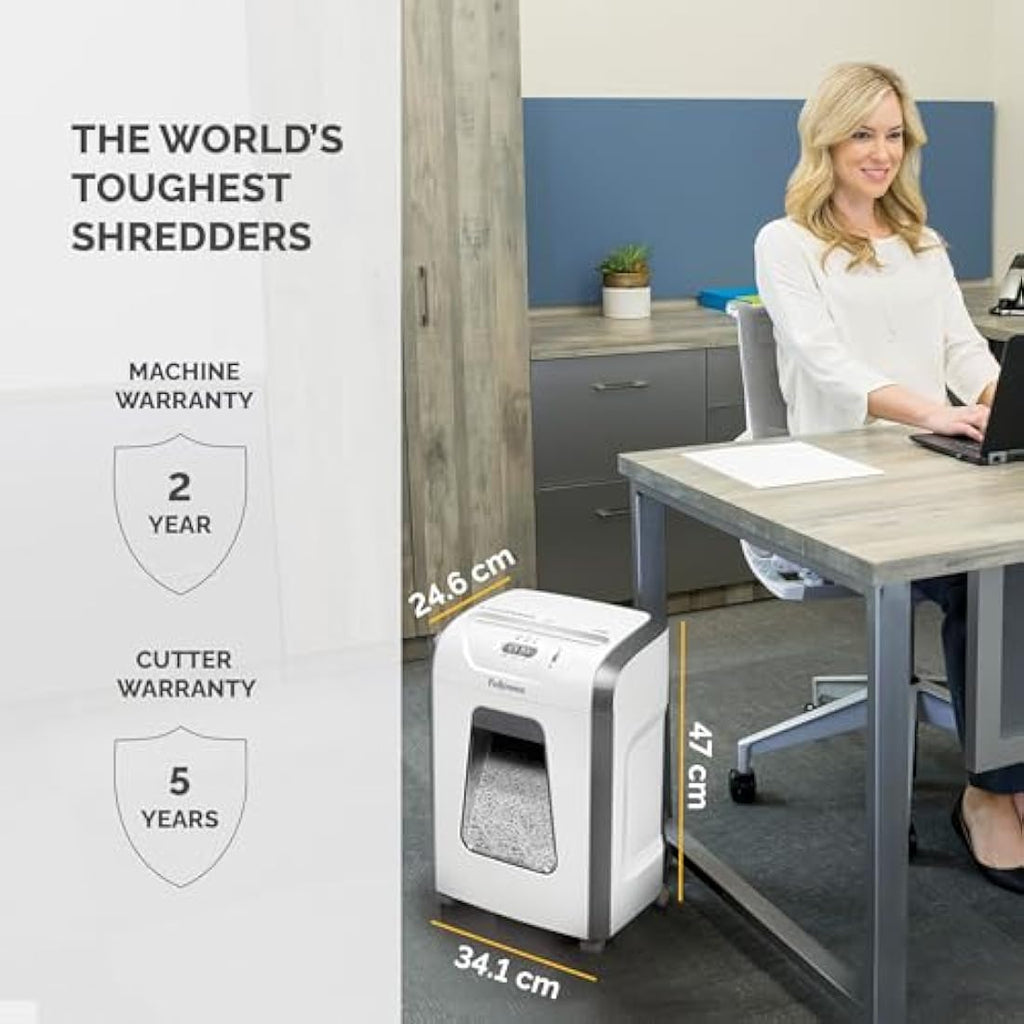 Fellowes Powershred 15C Cross-Cut Paper Shredder | P4 Security | White