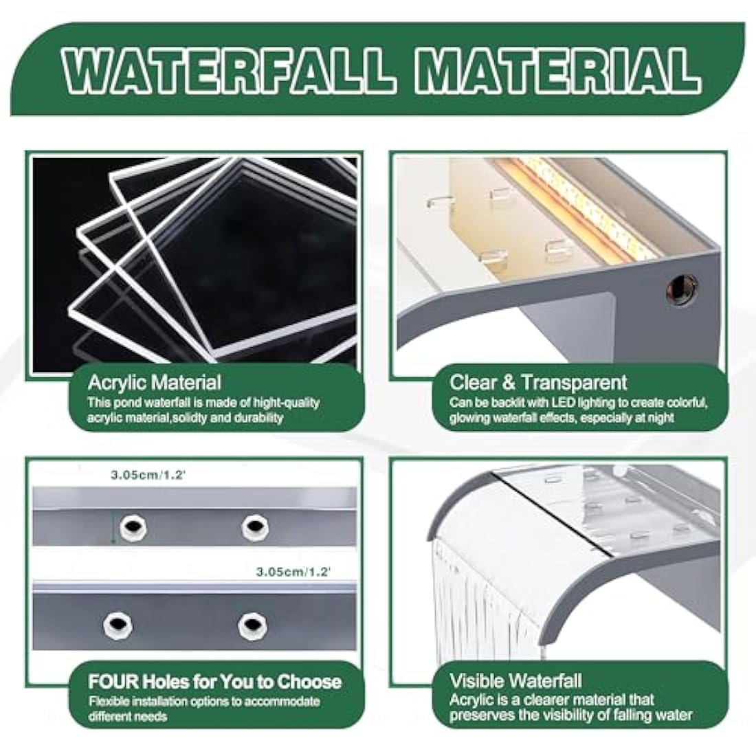 Jolof Store 90cm Acrylic Pond Waterfall Blade – Curved Pool Spillway