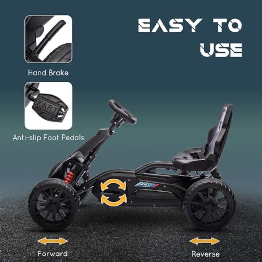 HOMCOM Kids Pedal Go Kart – Ride On Racer with Adjustable Seat & EVA Tyres