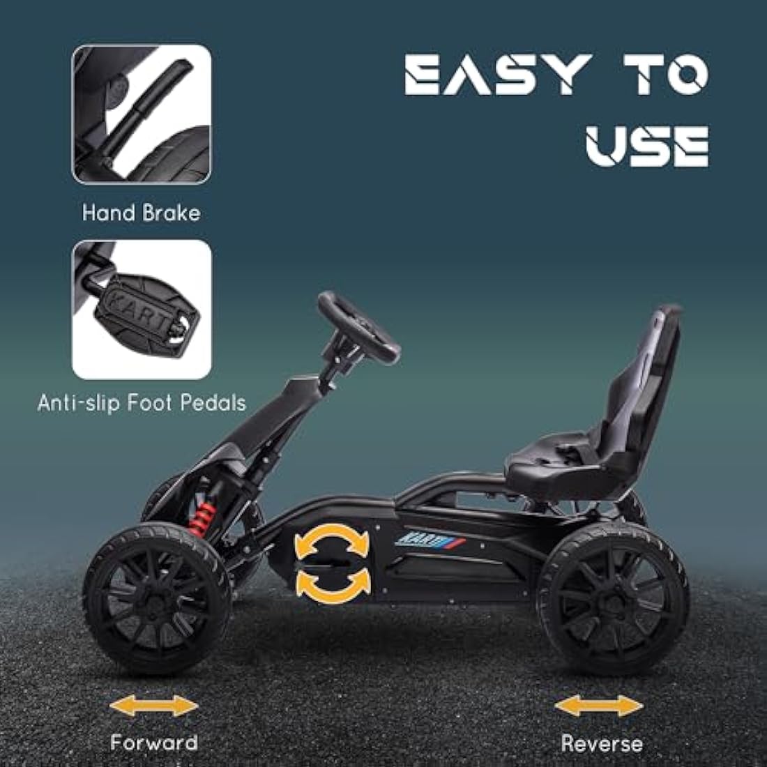 HOMCOM Kids Pedal Go Kart – Ride On Racer with Adjustable Seat & EVA Tyres