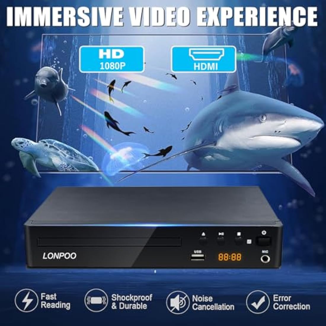 Multi-Region DVD Player – 1080p HDMI Upscaling & USB (LP-099UK)