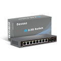 Davuaz 8-Port 2.5G Ethernet Switch | 2 x 10G SFP+ Unmanaged Network Switch