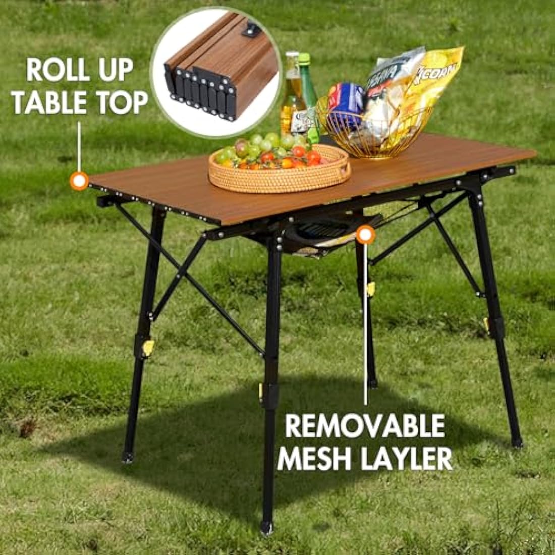 Portal Folding Camping Table – Adjustable Height Aluminum Picnic Table