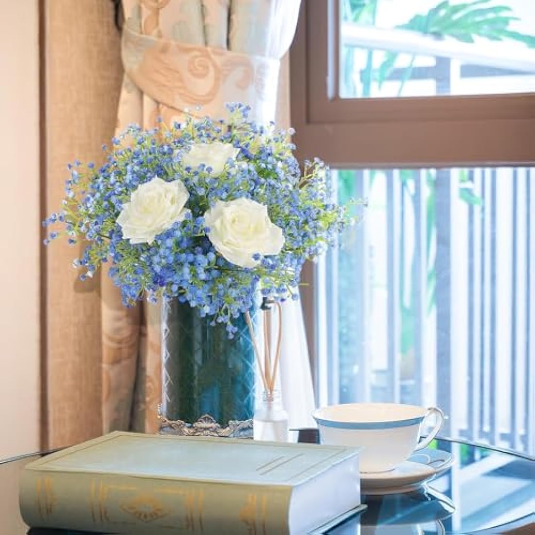 Jolof Store Blue Artificial Baby Breath Flowers - 10Pcs Fake Gypsophila