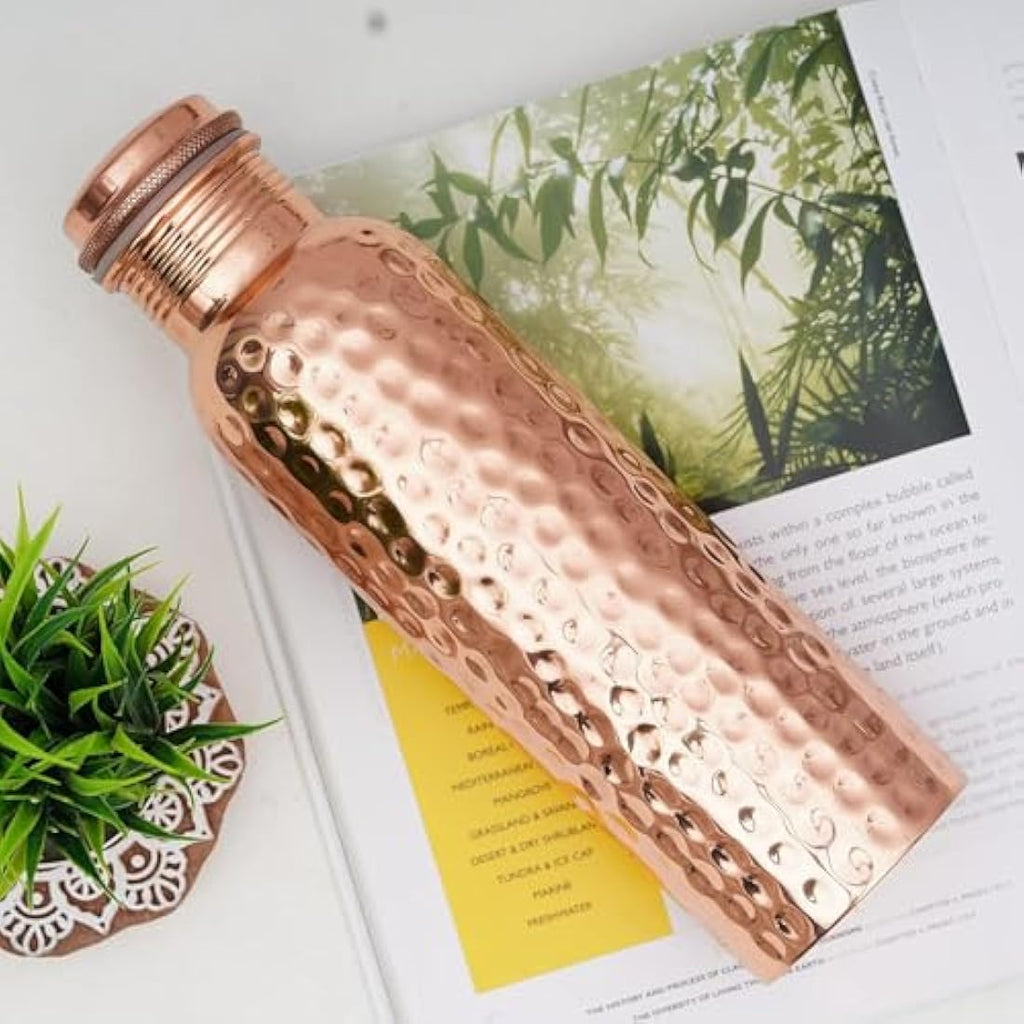Craft Trade Pure Copper Water Bottle Set of 2 | 1 Litre Leak Proof Flask