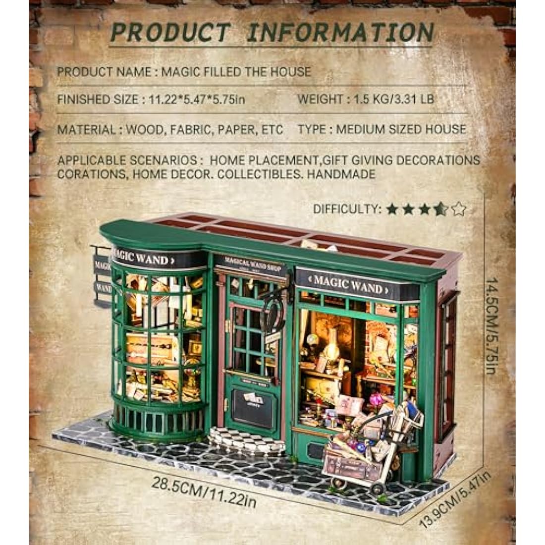 Spilay Magic House DIY Miniature Dollhouse Kit with Dust Cover | 1:24 Scale