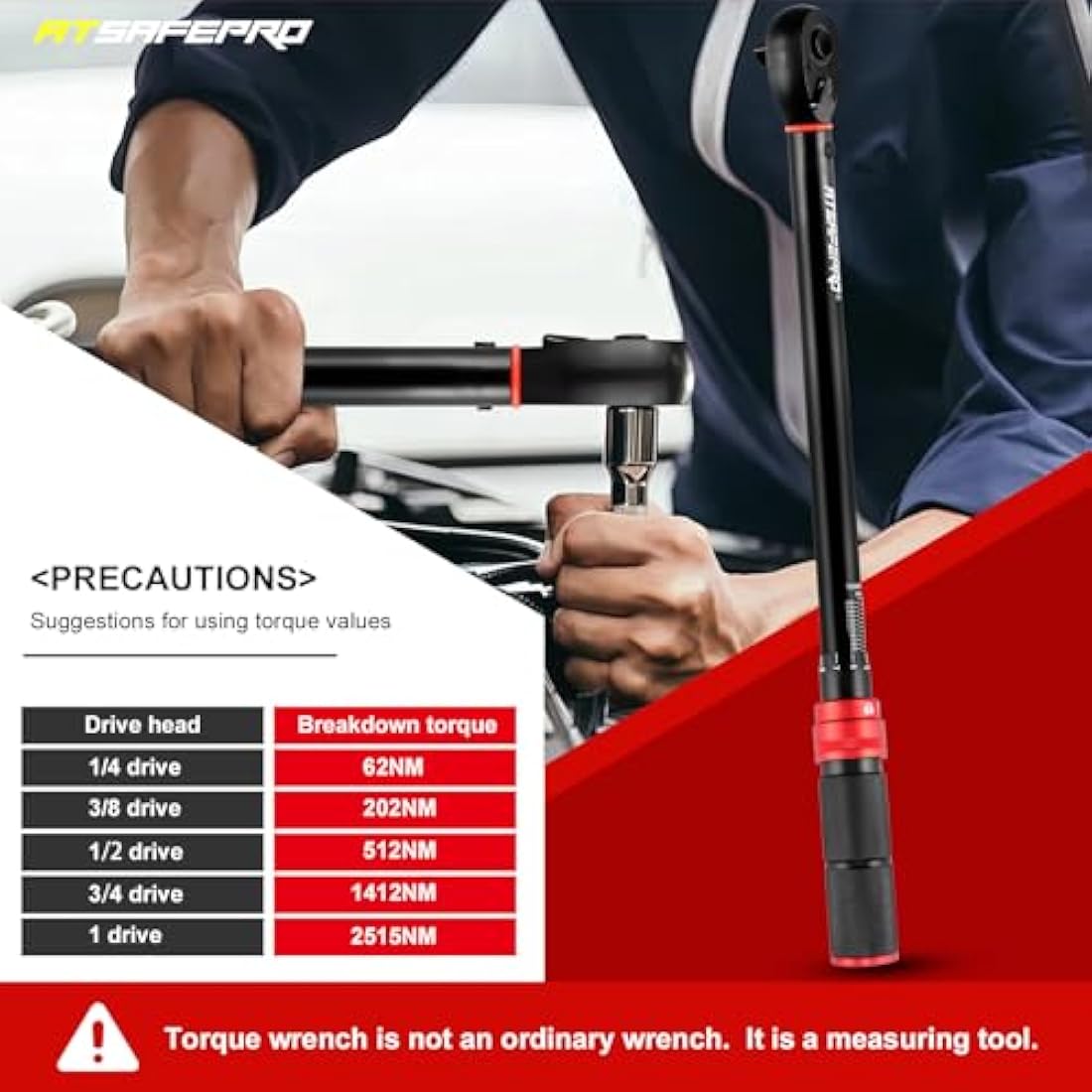 ATsafepro 1/2" Drive Torque Wrench Set | 20-230 Nm Dual-Direction Tool