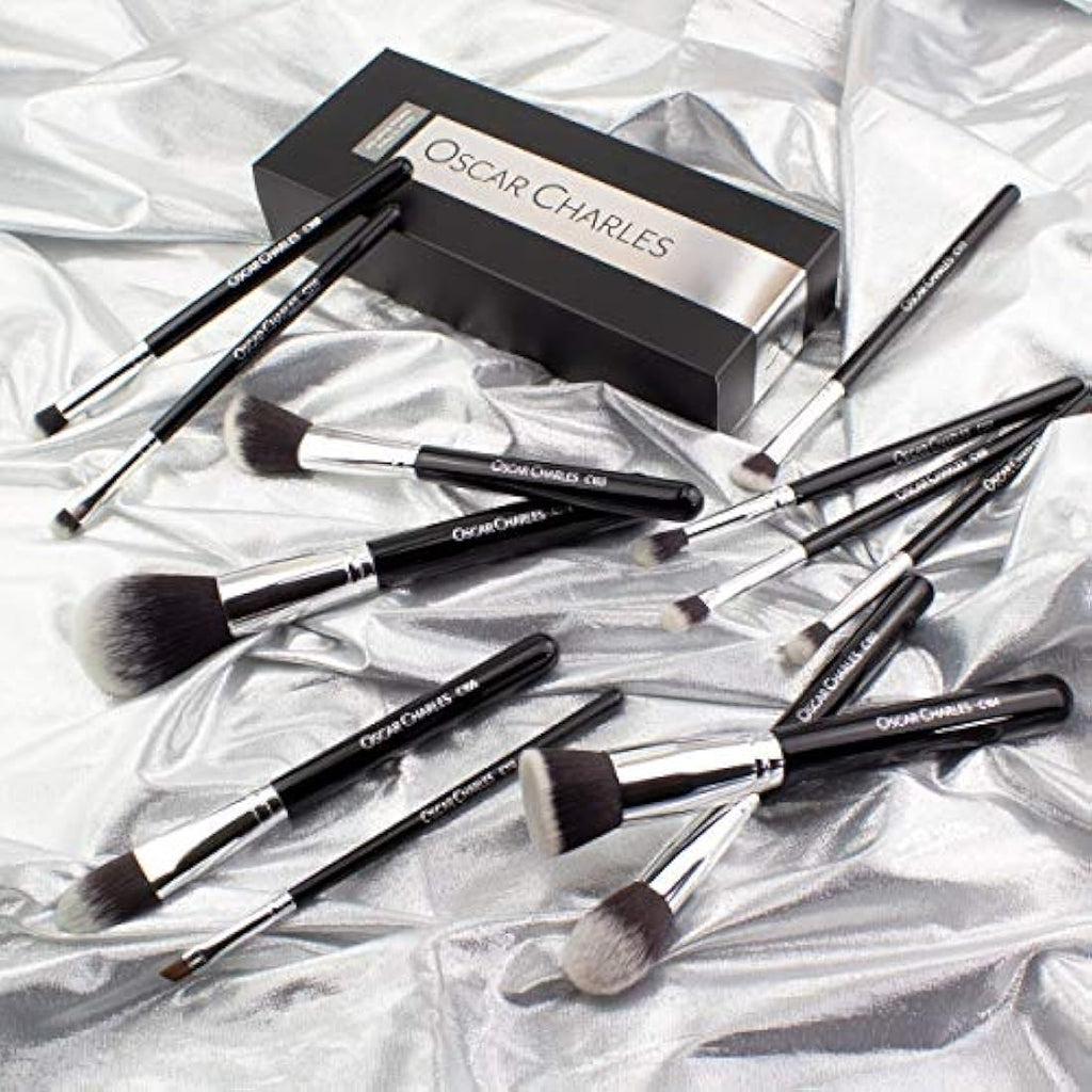 Oscar Charles 12-Piece Professional Makeup Brush Set - Silver Vegan