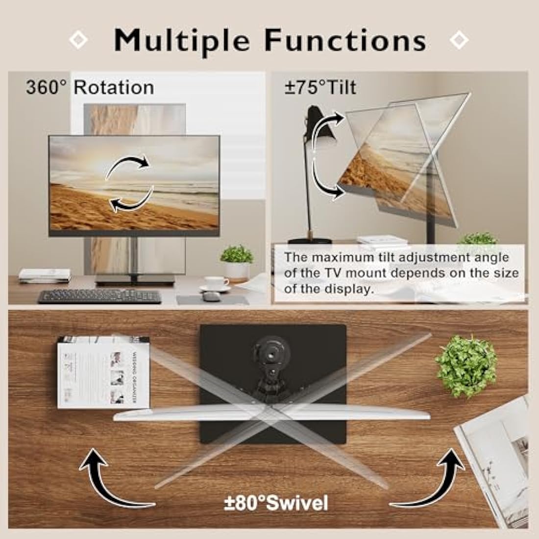 BONTEC Single Monitor Stand – Freestanding Glass Base for 13-32" Screens