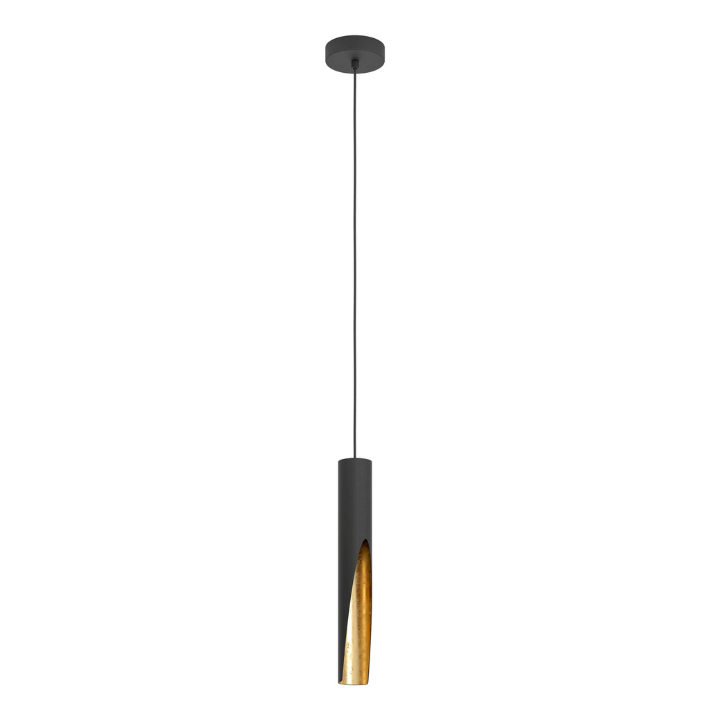 EGLO Barbotto LED Pendant Light – Black and Gold Tubular Hanging Lamp