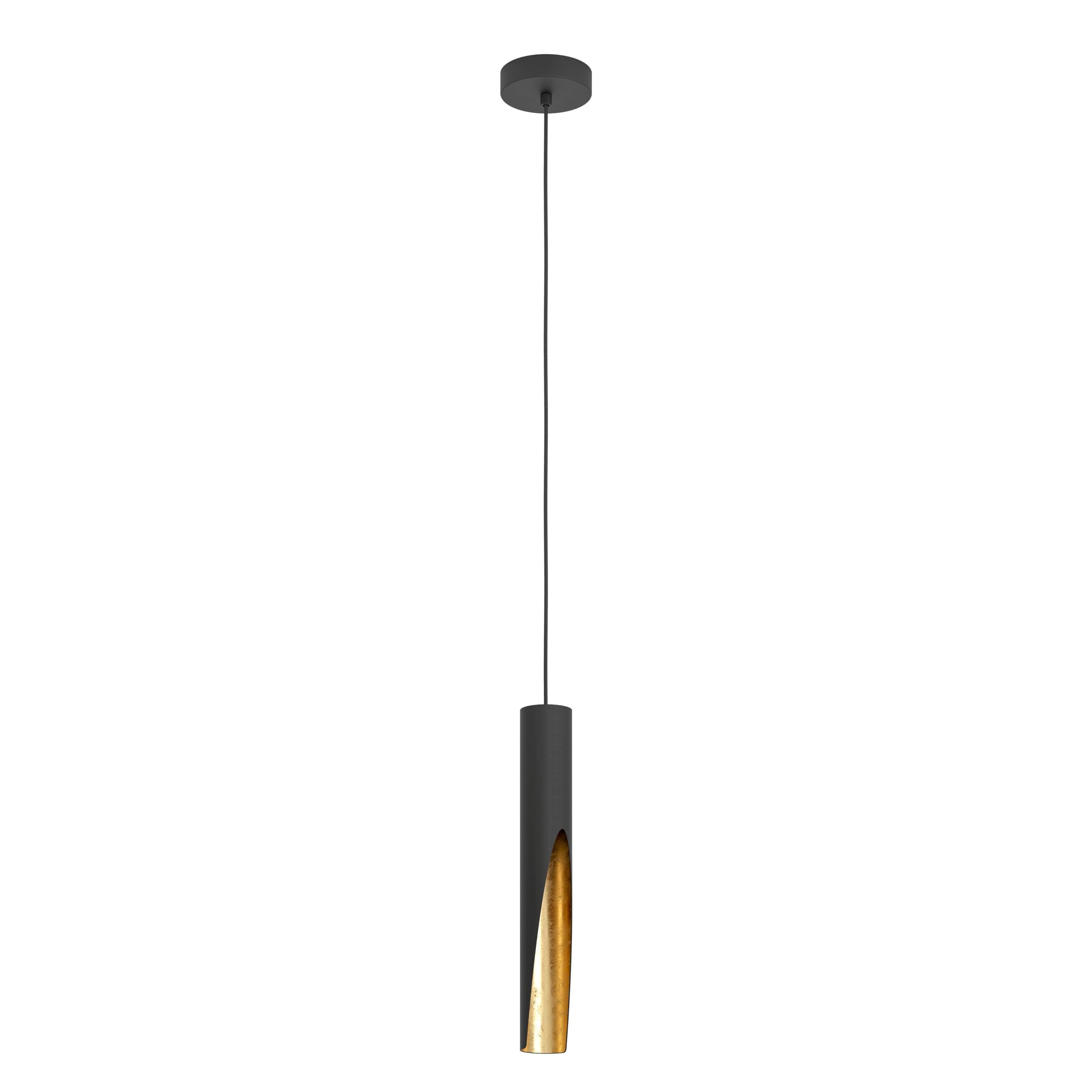 EGLO Barbotto LED Pendant Light – Black and Gold Tubular Hanging Lamp