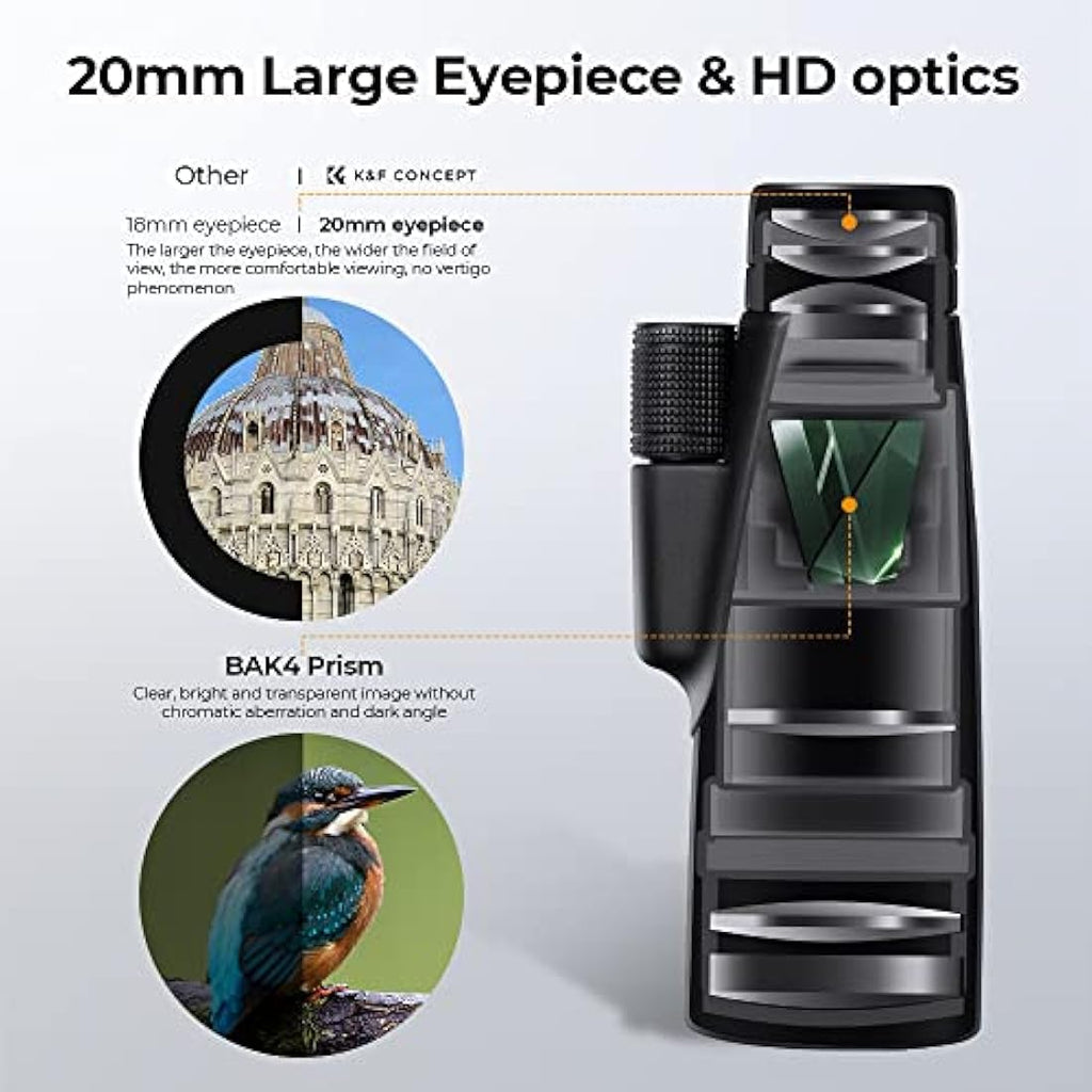 K&F Concept 12X50 HD Monocular | Waterproof BAK4 Prism Telescope