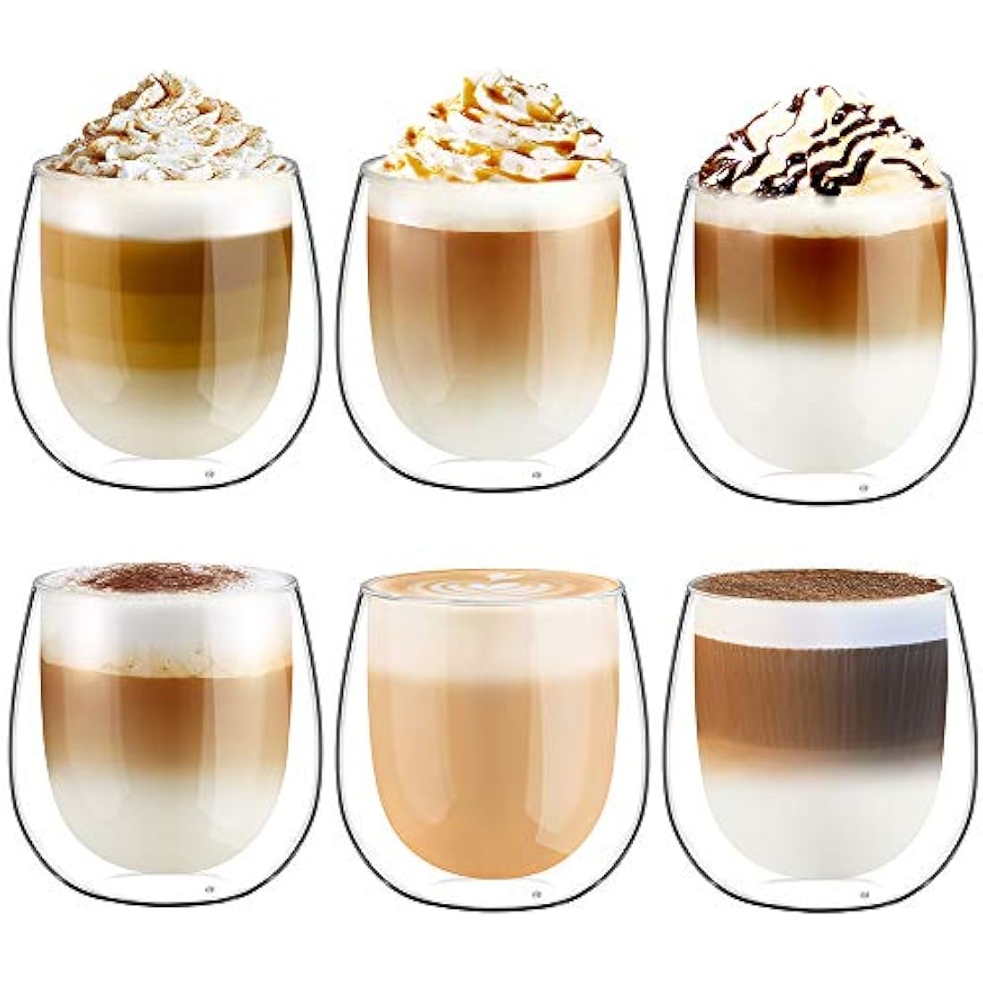 Glastal 6x250ml Double Walled Coffee Glasses | Borosilicate Glass Mugs