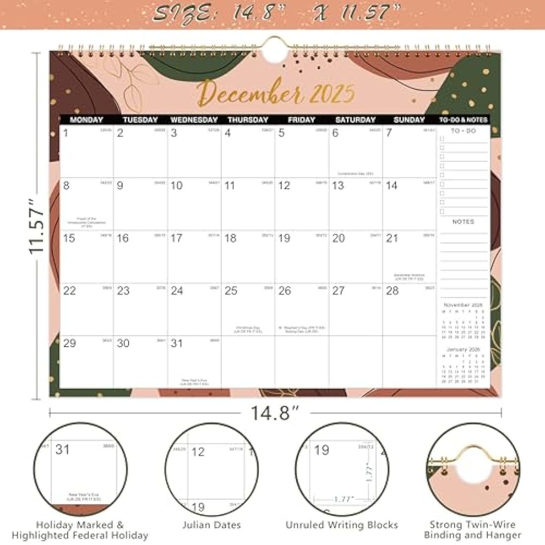 Jolof Store 2025-2026 Wall Calendar | 18-Month Large Monthly Planner