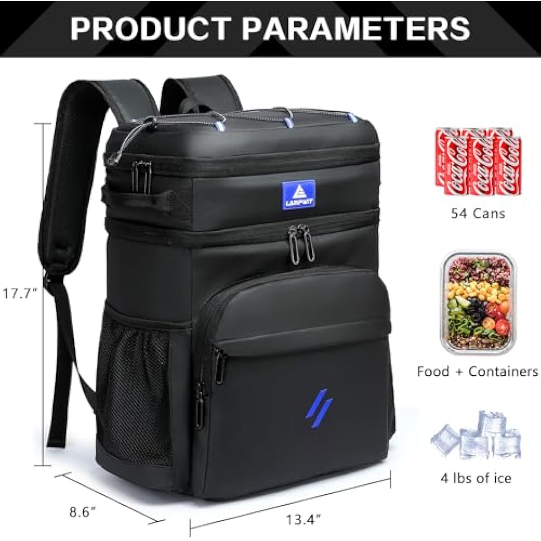 Laripwit 54-Can Insulated Cooler Backpack | Leak-Proof PU Leather Rucksack