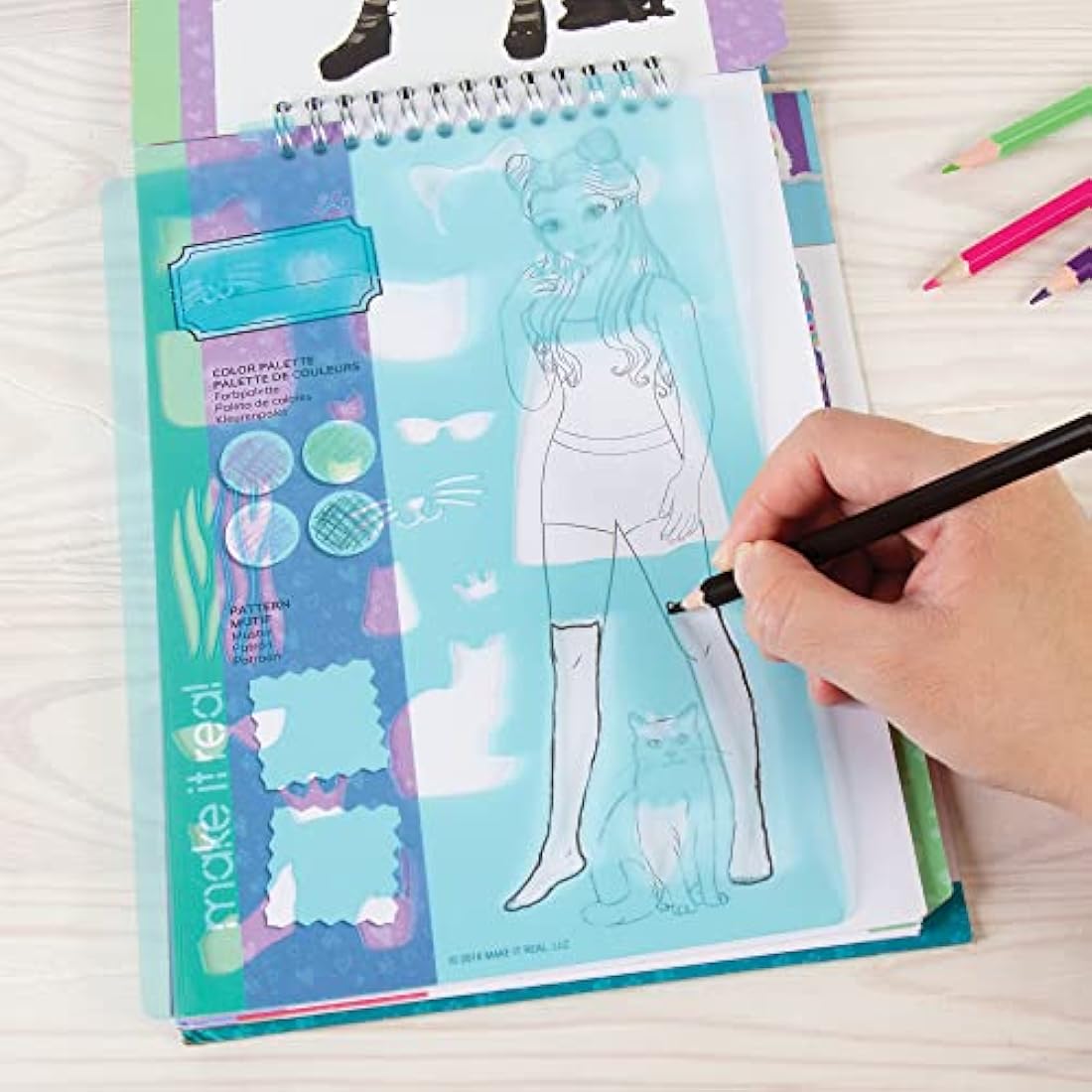 Make It Real Kitty Fashion Sketchbook with Stencils and Stickers