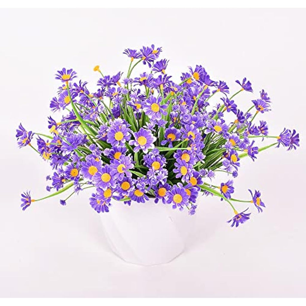 Artificial Daisy Flowers – 4PCS UV Resistant Faux Plants (Purple)