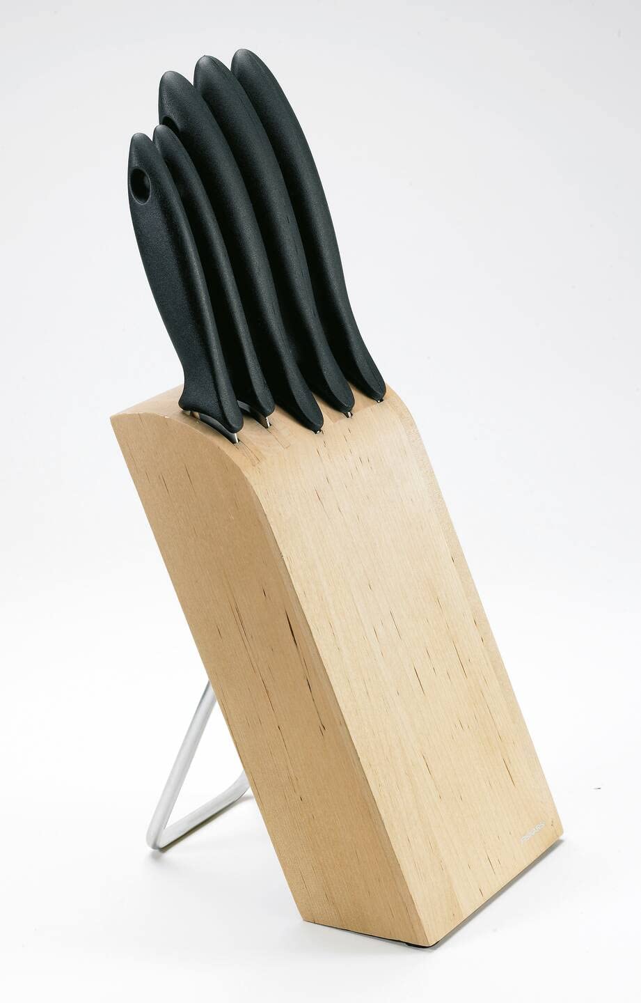Fiskars Essential Knife Block Set - 5 Piece Wood Block with Knives