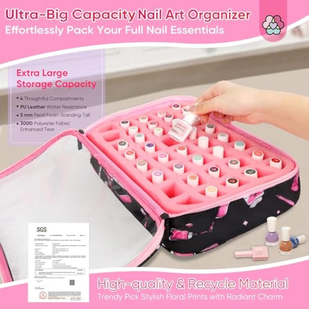 Saviland Nail Polish Organizer Bag | 80 Bottle Large Travel Backpack