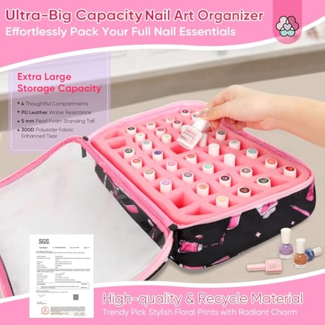 Saviland Nail Polish Organizer Bag | 80 Bottle Large Travel Backpack