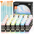 Shuttle Art Pastel Acrylic Paint Set - 30 Colors & 10 Brushes for Canvas