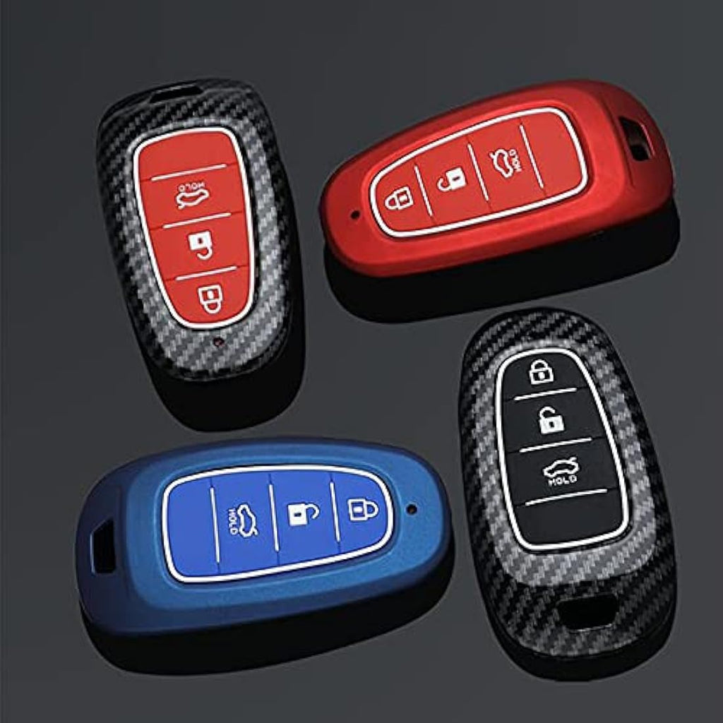 ontto Car Key Fob Cover for Hyundai Sonata Tucson Santa Fe – Carbon Black