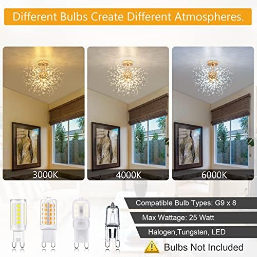 Rayofly Modern Firework Crystal Chandelier – Gold 8-Light Ceiling Fixture