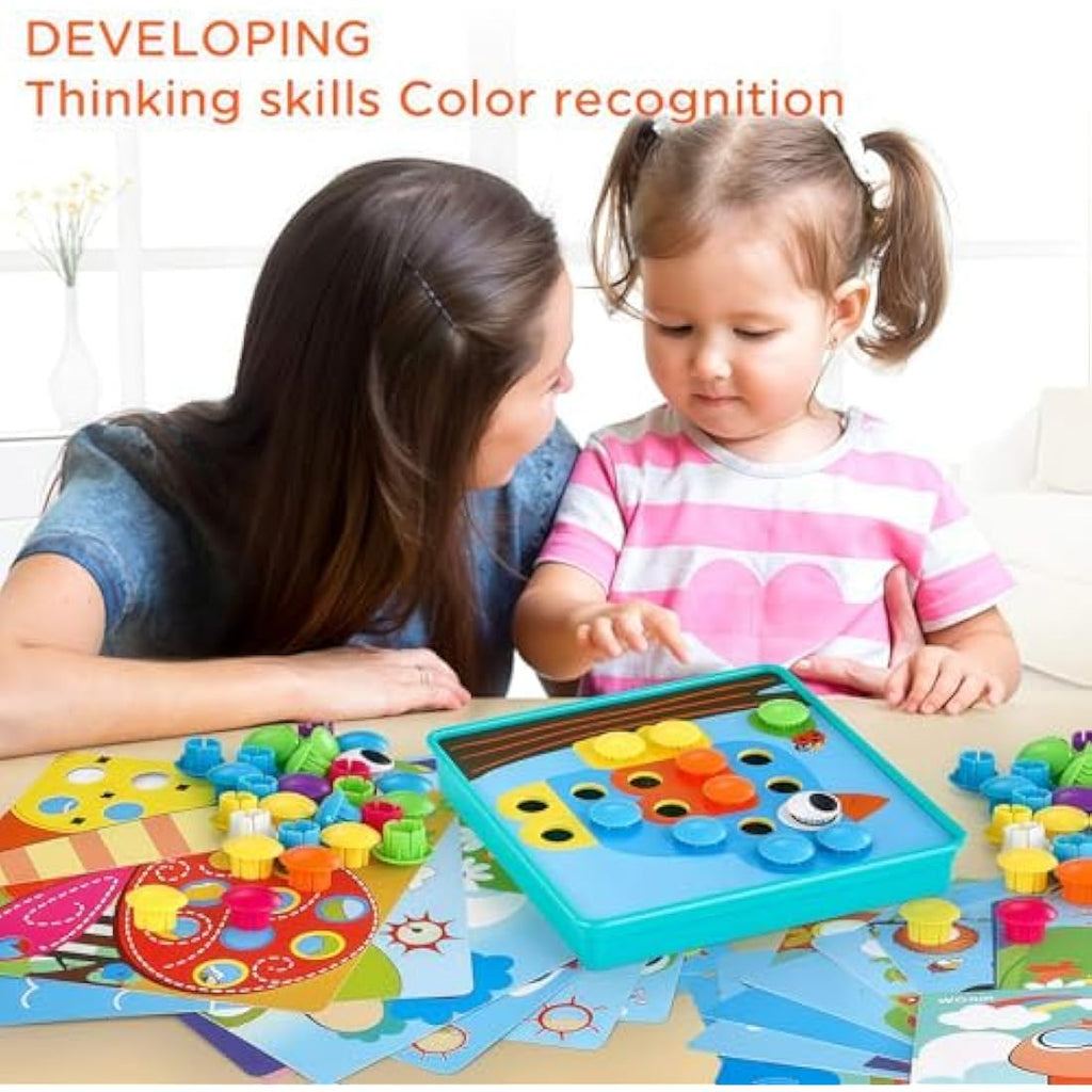 TINOTEEN Button Art Pegboard Puzzle - Toddler Color Learning Toy