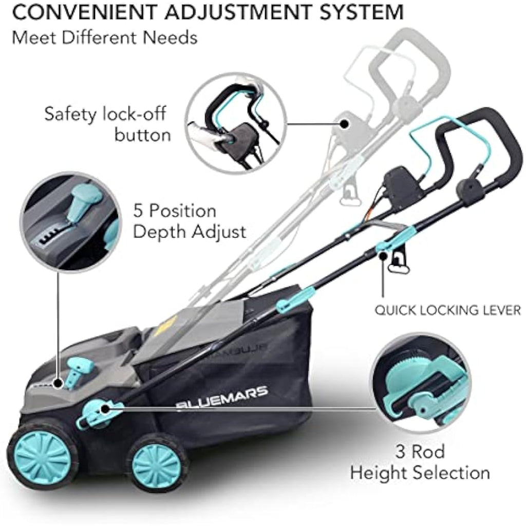 Bluemars 2000W Electric Lawn Scarifier & Aerator | 40cm Width, 55L Box