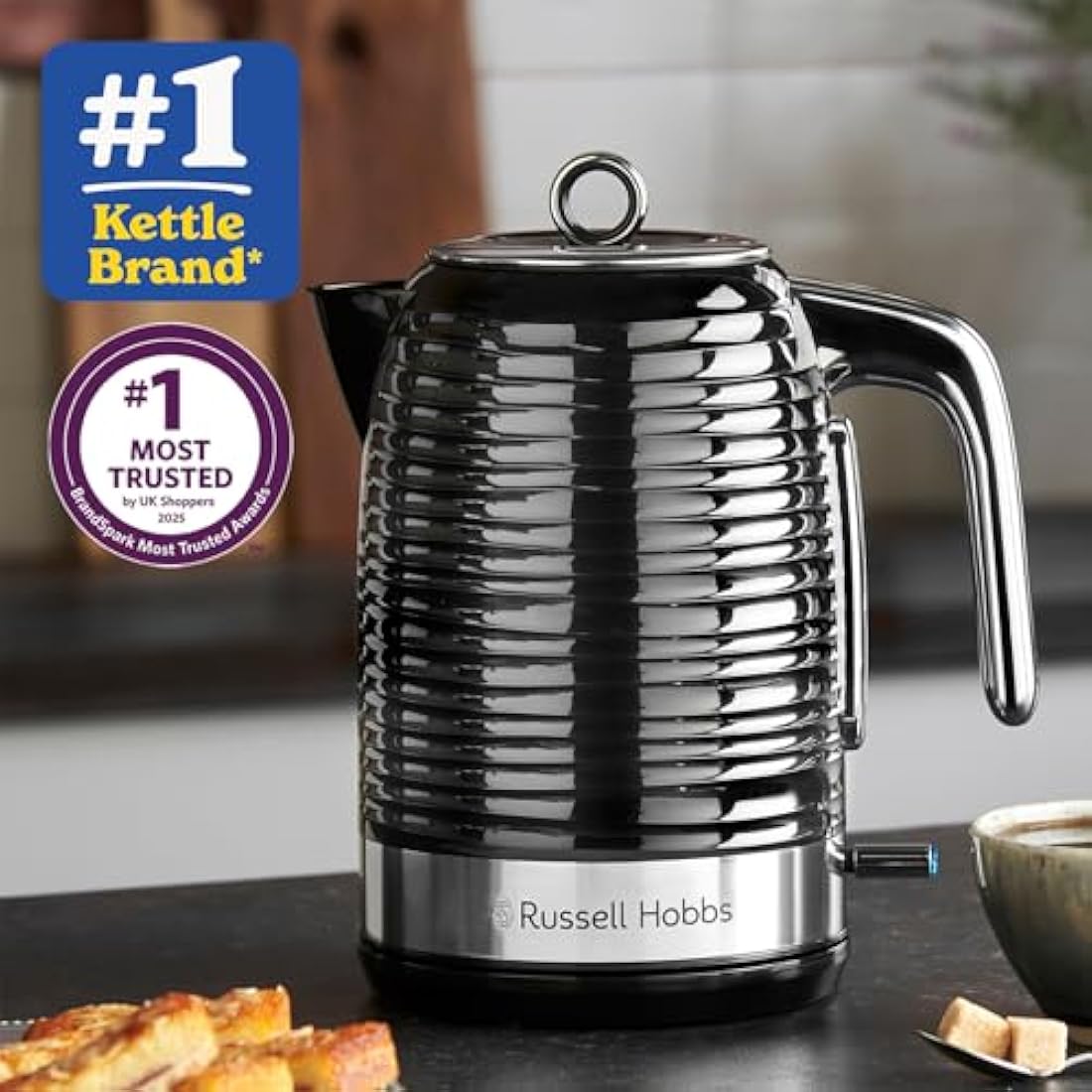 Russell Hobbs Inspire Electric Kettle – 1.7L Fast Boil, Black Textured