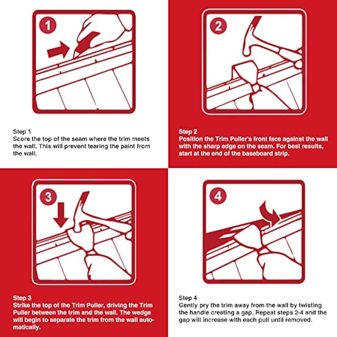 Goldblatt Trim Puller – Carbon Steel Multi-Tool for Baseboard and Molding