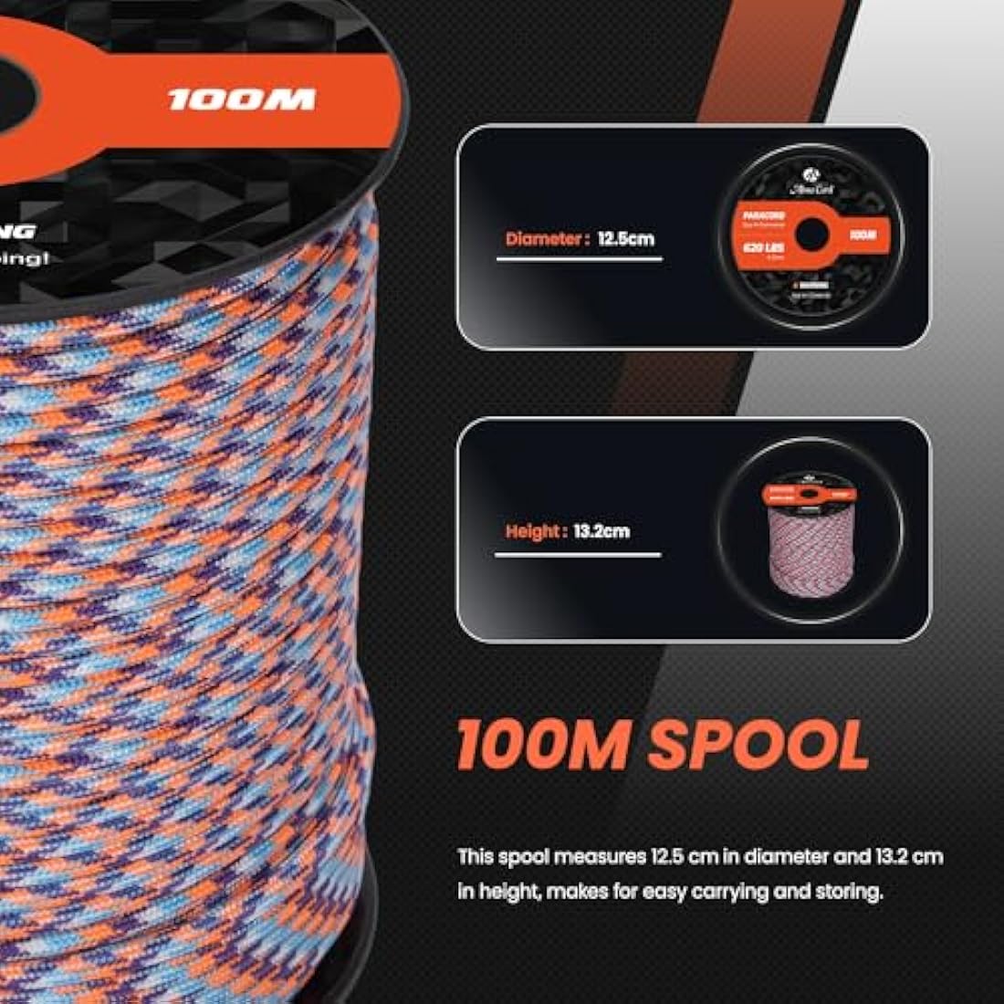 Abma Cord 4mm Type III Nylon Paracord - 100m 9-Strand Survival Rope