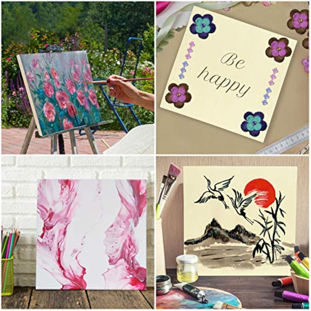 Belle Vous Wooden Canvas Painting Boards – 12x12 Inch Basswood (4 Pack)