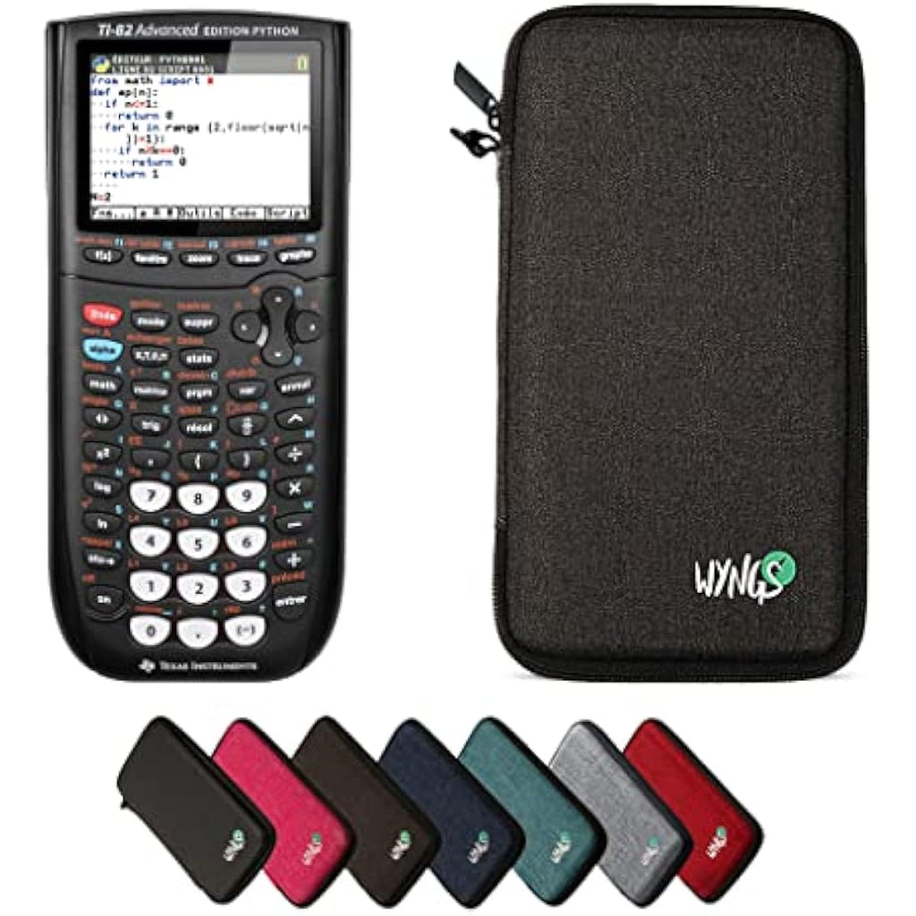 TI-82 Advanced Python Graphing Calculator Set with WYNGS Case – Dark Gray