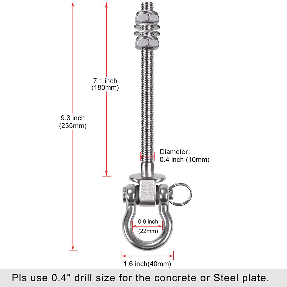 BeneLabel 6pcs Swing Hanger Kit – 304 Stainless Steel 1800lb Hanging Bolts