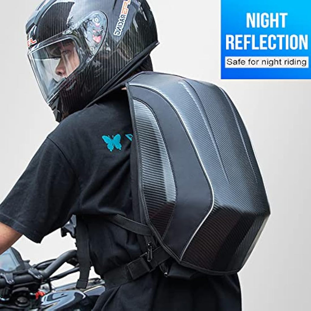Carbon Fiber Motorcycle Hardshell Backpack | Waterproof