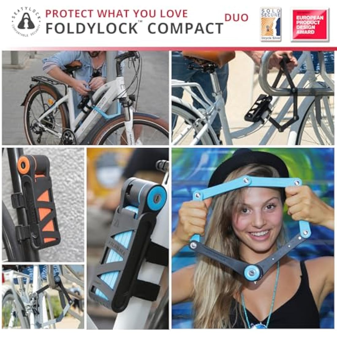 FoldyLock Compact Folding Bike Locks – Set of 2 Heavy Duty 85cm Locks