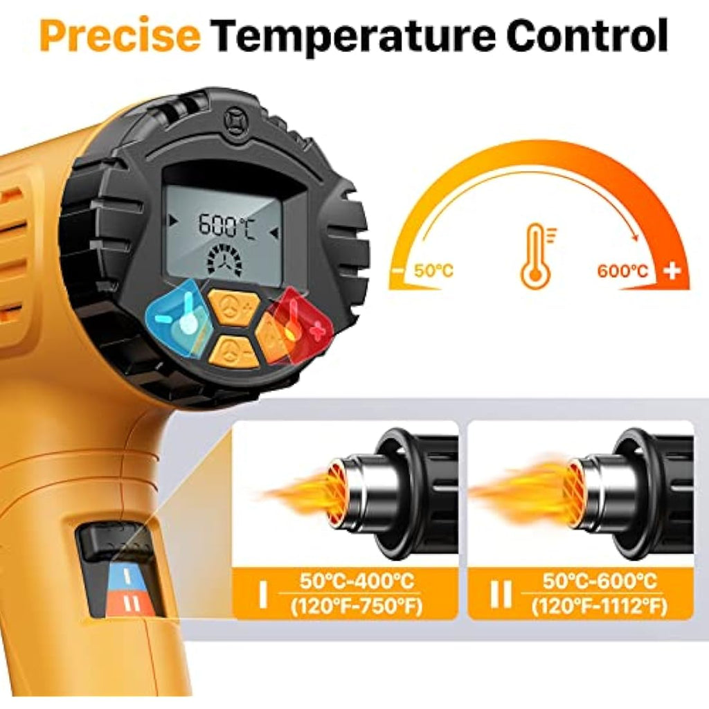 SEEKONE 2000W Digital Heat Gun | Variable Temp 50-600℃ LCD Display