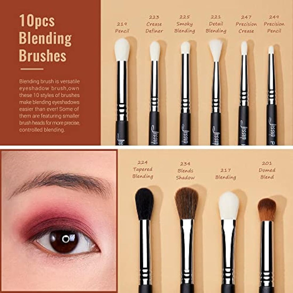 Jessup 28pcs Eye Makeup Brushes Set - Professional Synthetic Black T341