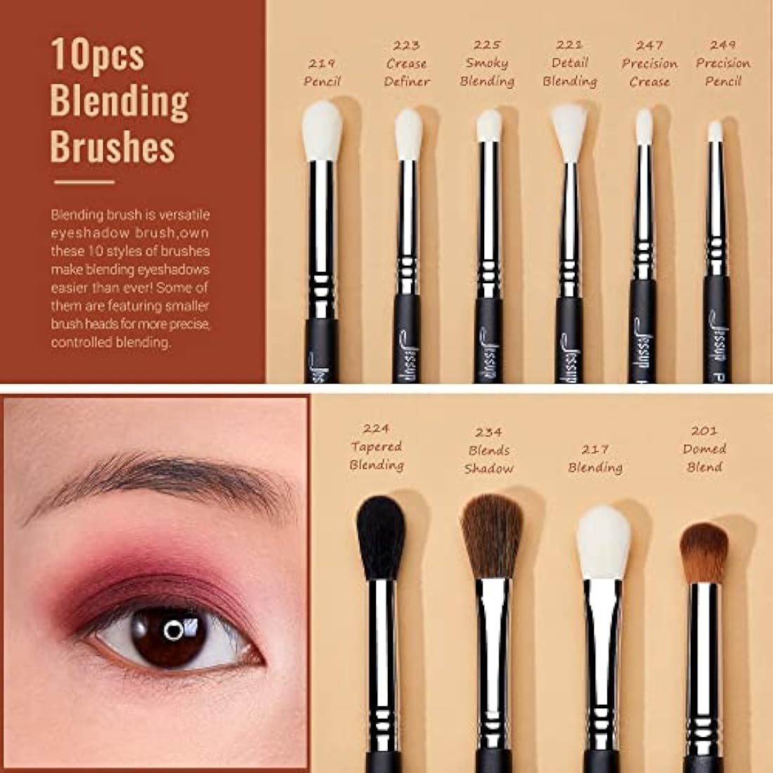 Jessup 28pcs Eye Makeup Brushes Set - Professional Synthetic Black T341